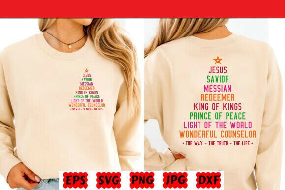 Christian Christmas Jesus Names Tree SVG for T-Shirt Designs
