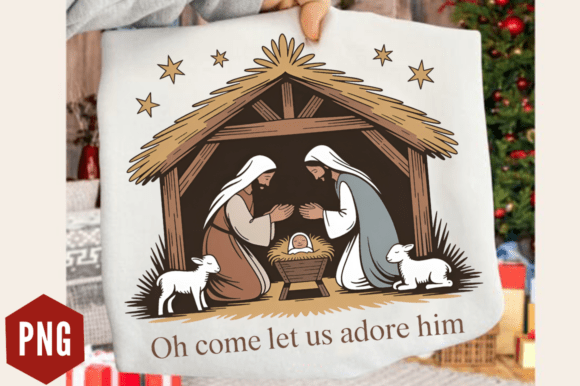 Christian Christmas Nativity Clipart PNG for T-Shirt Designs