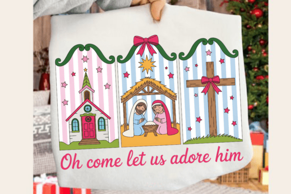 Christian Christmas Nativity Preppy PNG T-Shirt Designs