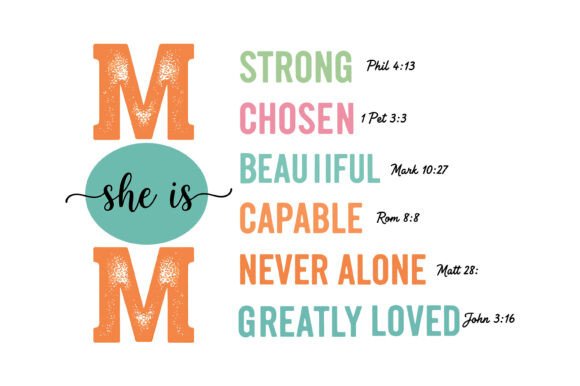 Christian Mom Strength Scripture T-Shirt Designs