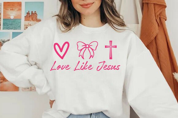 Coquette Love Like Jesus Valentine PNG for T-Shirt Designs