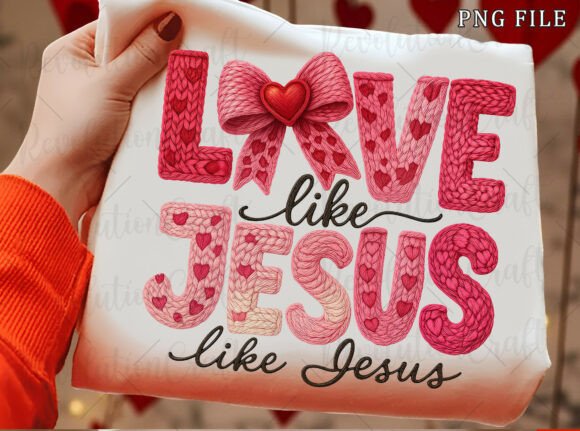 Faux Crochet Valentines Christian PNG for T-Shirt Designs