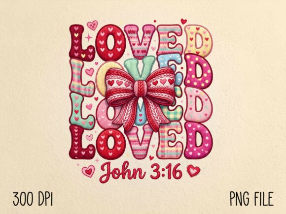 Loved John 3:16 Christian Valentine PNG
